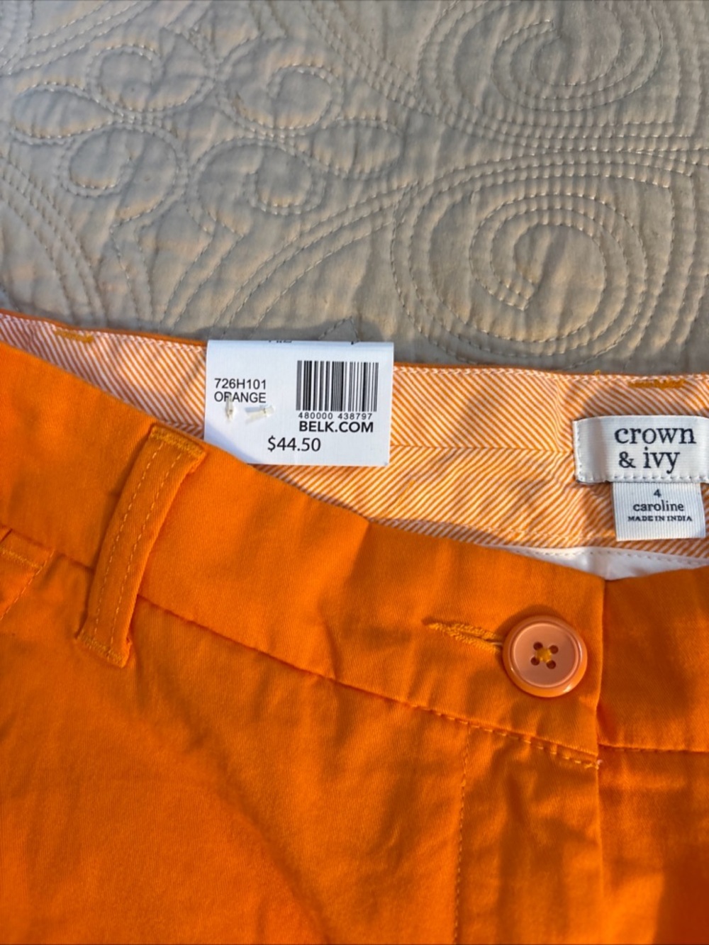 crown & ivy Bright Orange Women’s Chino Shorts - Picture 3 of 6